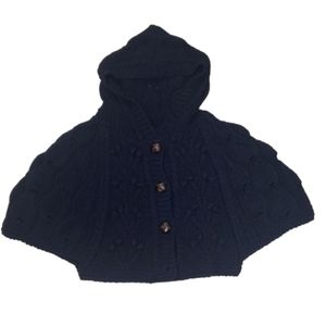HERITAGE 1981 - Girl's - Cable Knit Navy Poncho/Shawl Sweater - M - LN
